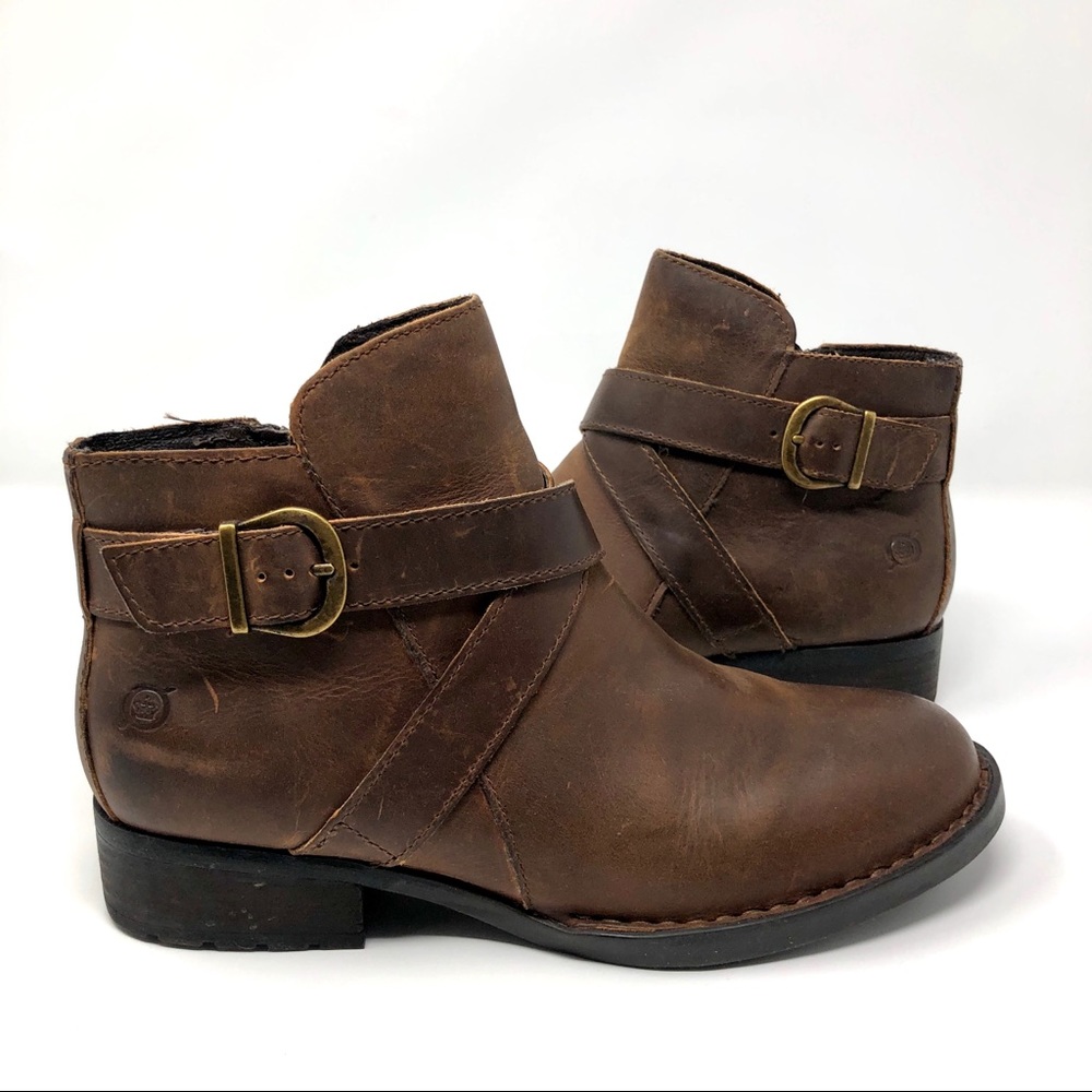 NWT Born Trinculo Leather Ankle Boots Brown Size 7